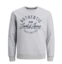 JACK & JONES JJHERO Sweatshirt  Grey, Men's Casual Crew Neck