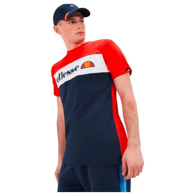 Ellesse Morbila Tee Red/Navy/White Stylish Men's Cotton Crew Neck Top