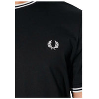 Fred Perry Men's Twin Tipped Tee Black Cotton T-Shirt - Iconic Casual Style