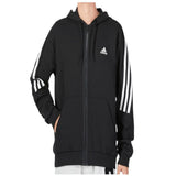 ADIDAS 3 Stripe Full Zip Hoodie Black - Classic Athletic Jacket for Men