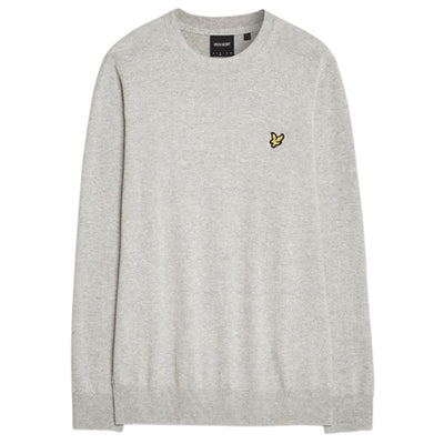 LYLE & SCOTT Merino Crew Jumper Grey/Tan Men's Wool Knit Sweater Pullover