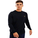 Lyle & Scott Crew Jumper Nevis Mens Black Pullover Sweat Top Smart Jumper