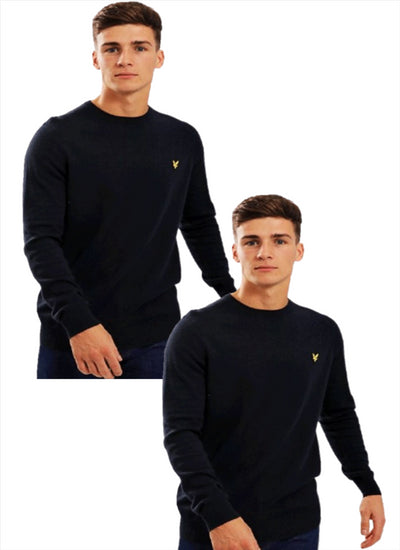 Lyle & Scott Crew Jumper Nevis Mens Black Pullover Sweat Top Smart Jumper