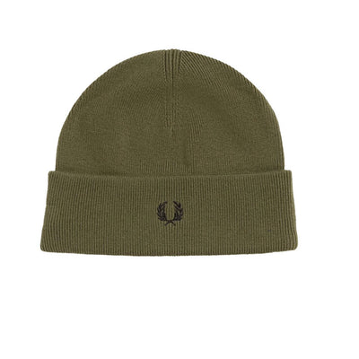 Fred Perry Green Merino Wool Beanie Stylish Men's Hat Wool Beanie