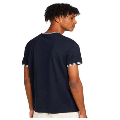 Fred Perry Men's Twin Tipped Tee Navy Crew Neck Cotton T-Shirt - Classic Style