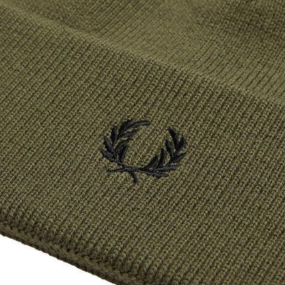 Fred Perry Green Merino Wool Beanie Stylish Men's Hat Wool Beanie