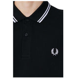 Fred Perry Men's Twin Tipped Polo Black/White Iconic Casual Shirt