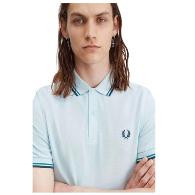 Fred Perry Twin Tipped Polo Shirt L Blue/Teal/Navy - Classic Men's Fit