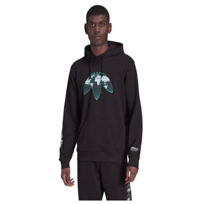 Adidas United Graphic Hoodie Black Men's Pullover Sweatshirt Casual