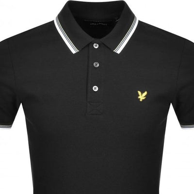 Lyle & Scott Men's short sleeve tipped collar pique polo Black