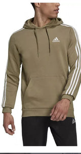 Adidas 3 Stripe Fleece OH Hoodie - Green, Stylish, Cozy hoodie