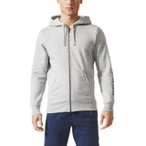 Adidas Mens Essential Linear Fleece Zip Hoodie Gym Running Top  Grey