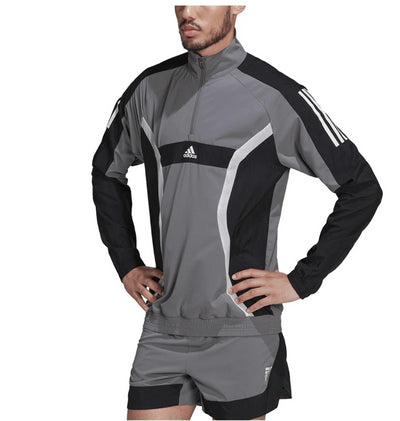 Adidas 1/4 Zip Training Top - Grey/Black/White, Stylish, Comfortable T SHIRT