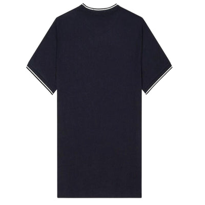 Fred Perry Men's Twin Tipped Tee Navy Crew Neck Cotton T-Shirt - Classic Style