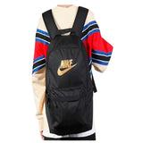 Nike Classic Logo Backpack Black Gold School Bag Durable Lightweight Travel Pack