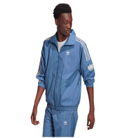 Adidas Men’s Blue 3D Trefoil 3-Stripes Athletic Track Top Jacket