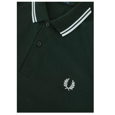 Fred Perry Men's Twin Tipped Polo Night Green/White Iconic Casual Shirt