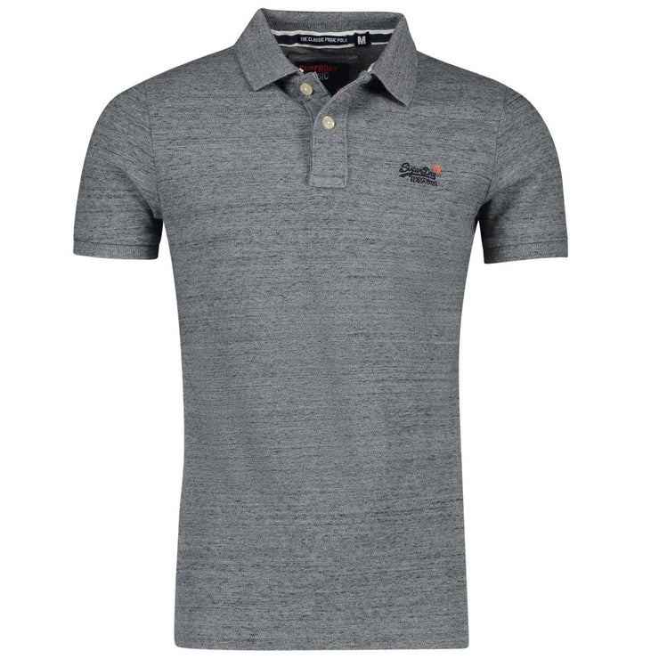 Superdry Classic Pique Polo Shirt Steel Grit - Men's Casual Top