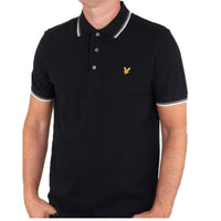 Lyle & Scott Men's short sleeve tipped collar pique polo Black