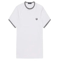 Fred Perry Men's Twin Tipped Tee White Crew Neck T-Shirt - Classic Style