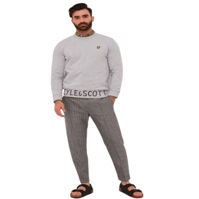 LYLE & SCOTT Bottom Branded Crew L Grey - Men's Casual Sweatshirt Top