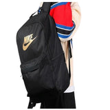 Nike Classic Logo Backpack Black Gold School Bag Durable Lightweight Travel Pack