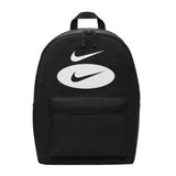 Nike Double Swoosh Logo Backpack Black Durable School Bag Travel Sports Unisex