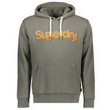 Superdry Mens  Classic Core Logo Hoodie Khaki  Pullover Sweatshirt