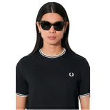 Fred Perry Men's Twin Tipped Tee Black Cotton T-Shirt - Iconic Casual Style