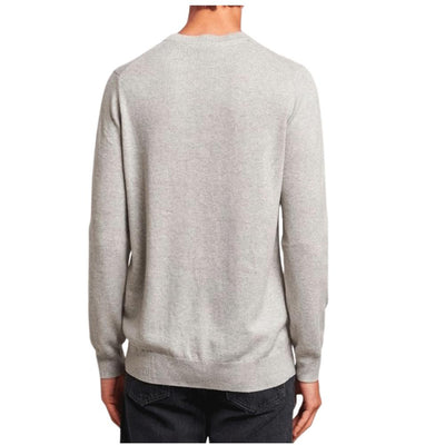 LYLE & SCOTT Merino Crew Jumper Grey/Tan Men's Wool Knit Sweater Pullover