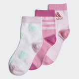 Adidas Kids Socks 3 Packs Girls Socks Casual White/Pink Socks 70% Cotton Socks