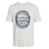 Jack & Jones JJEANS Tee White T-Shirt Men's Short Sleeve Cotton Crew Neck