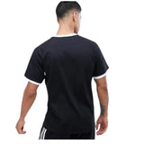 Adidas men's 3 stripe tee black/white short sleeve casual shirt