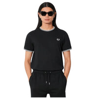 Fred Perry Men's Twin Tipped Tee Black Cotton T-Shirt - Iconic Casual Style