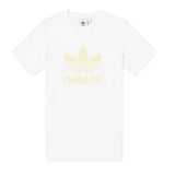 Adidas men's trefoil tee white/orange casual short sleeve shirt