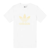 Adidas men's trefoil tee white/orange casual short sleeve shirt