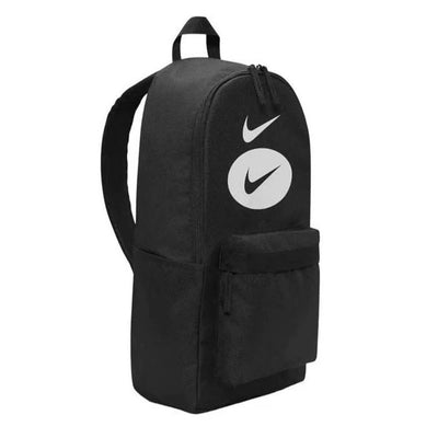 Nike Double Swoosh Logo Backpack Black Durable School Bag Travel Sports Unisex