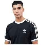 Adidas men's 3 stripe tee black/white short sleeve casual shirt