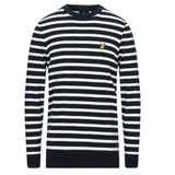 LYLE & SCOTT Breton Stripe Jumper Navy Men's Stylish Knit Pullover New