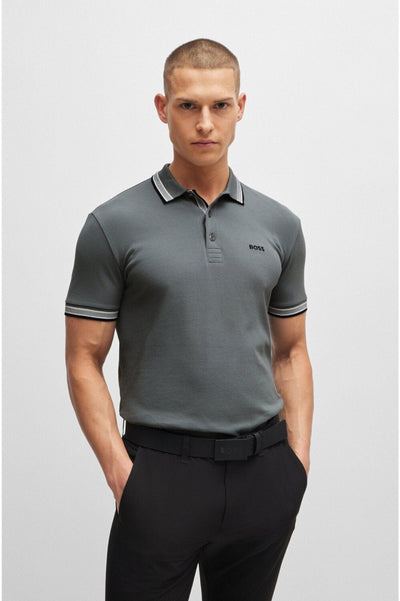 Boss Paddy Tipped Natural  Grey   Polo t-Shirt