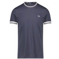 FRED PERRY  TWIN TIPPED TEE NAVY