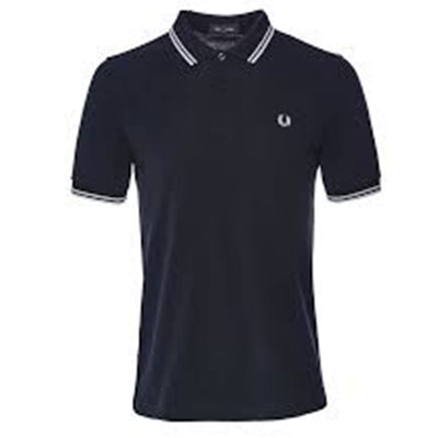 FRED PERRY  TWIN TIPPED POLO TOP NAVY/WHITE