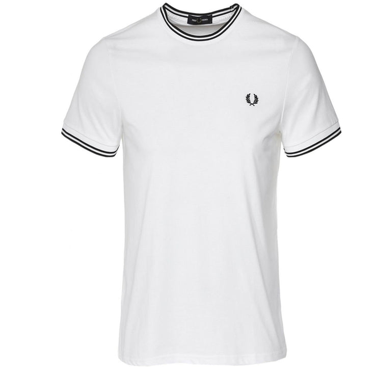 FRED PERRY TWIN TIPPED TEE WHITE