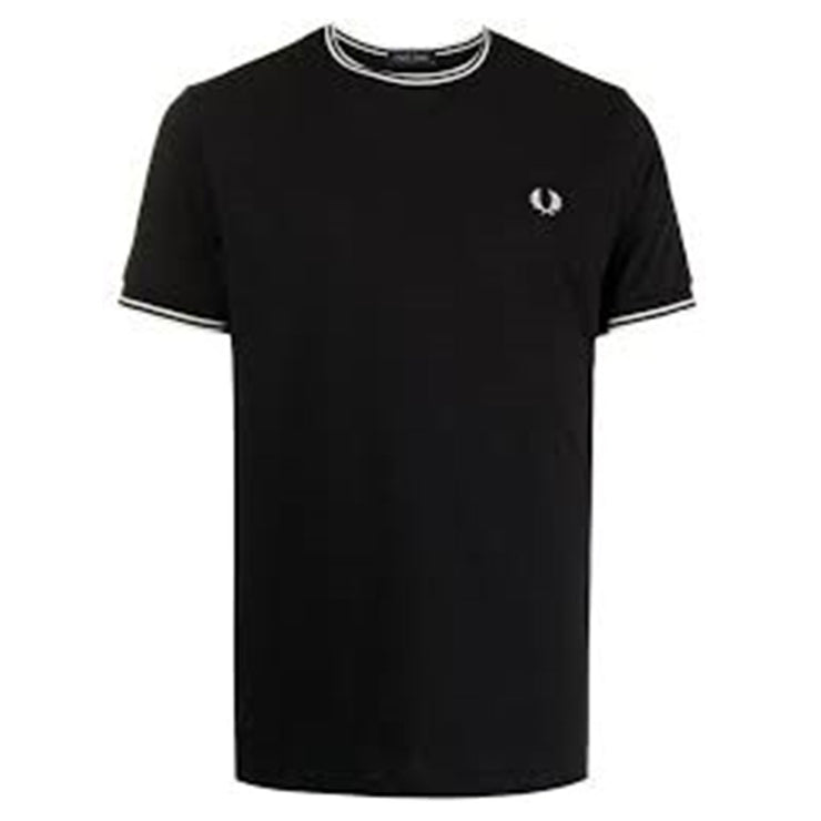 FRED PERRY  TWIN TIPPED TEE BLACK