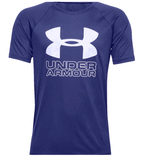 UNDER ARMOUR YOUTH TECH LOGO TEE BLUE/SILVER