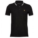 Lyle & Scott Men's short sleeve tipped collar pique polo Black