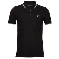 Lyle & Scott Men's short sleeve tipped collar pique polo Black