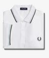 Fred Perry White/Ice/Green Twin Tipped Polo Classic Wear POLO  t SHIRT