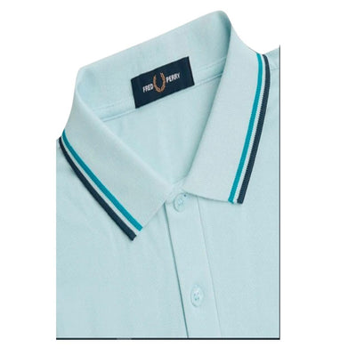 Fred Perry Twin Tipped Polo Shirt L Blue/Teal/Navy - Classic Men's Fit