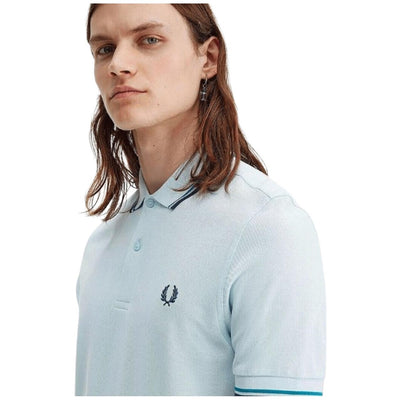 Fred Perry Twin Tipped Polo Shirt L Blue/Teal/Navy - Classic Men's Fit